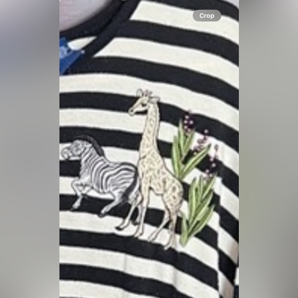 VINTAGE Karen Scott Black and Cream Stripe Zoo Animal Short Sleeve Shirt Size XL - Picture 4 of 4